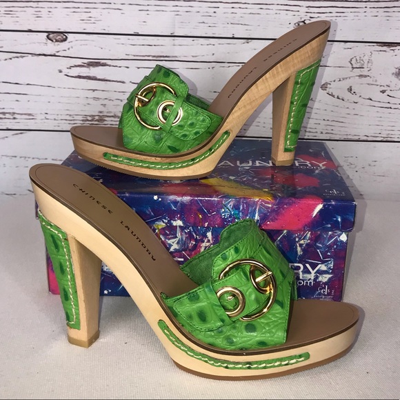 green croc heels